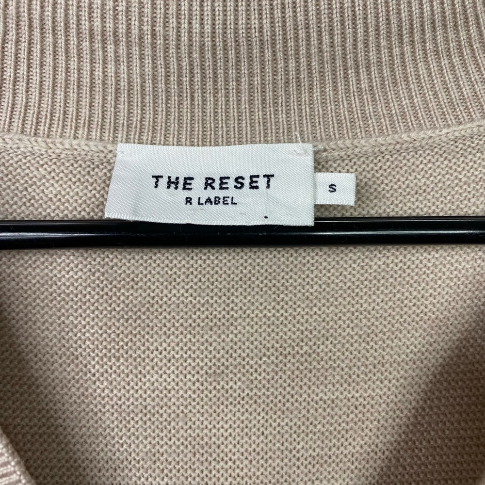 The Reset Polo Sweater Womens S Tan Wool V-Neck Minimalist Quiet Luxury Preppy - Picture 3 of 6